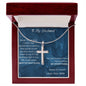TO MY HUSBAND CROSS NECKLACE. LOVE YOUR WIFE.