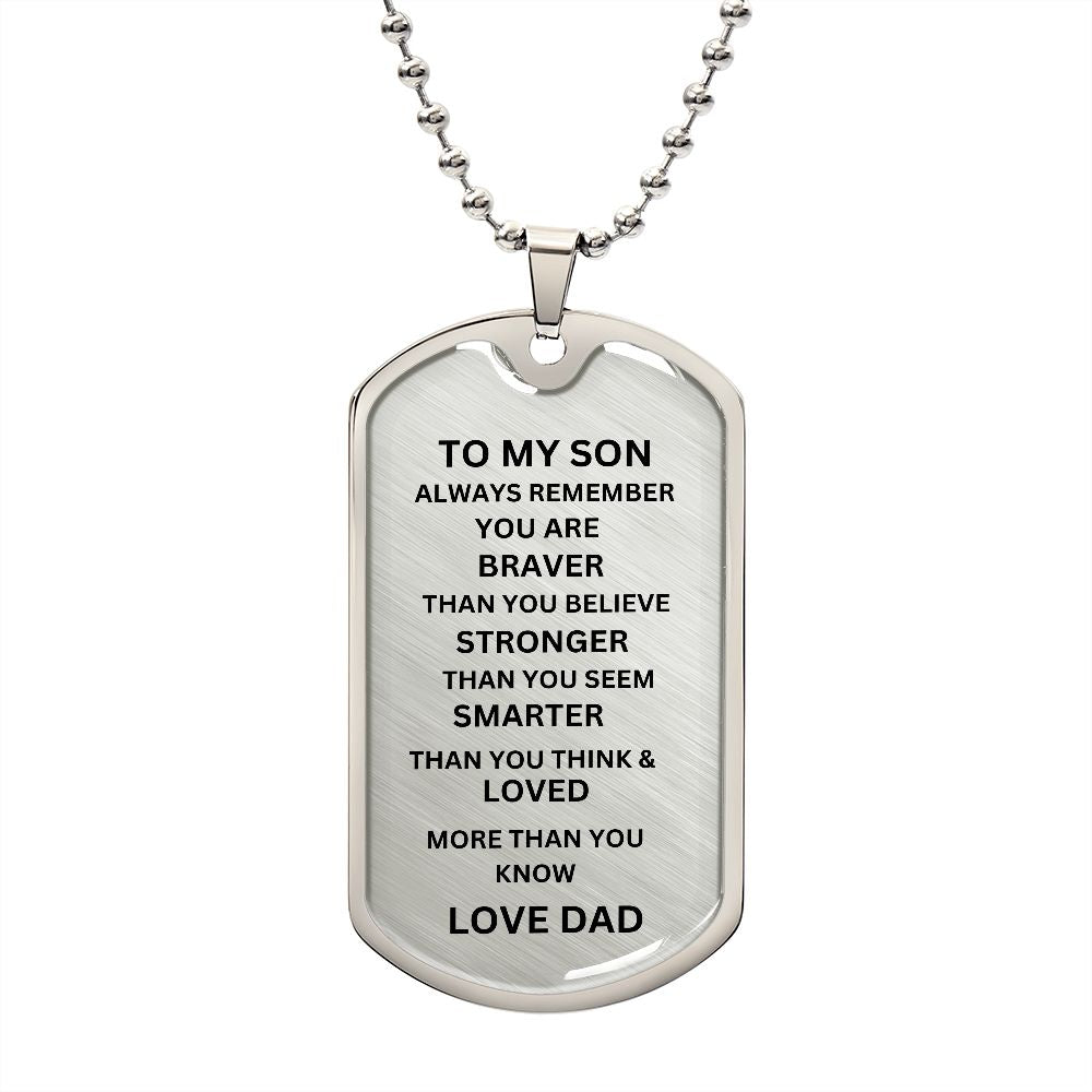 TO MY SON DOG TAG LOVE DAD
