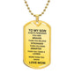 TO MY SON BLACK SILVER DOG TAG. LOVE MOM