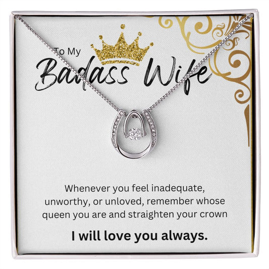 TO MY BADASS WIFE LUCKY IN LOVE NECKLACE