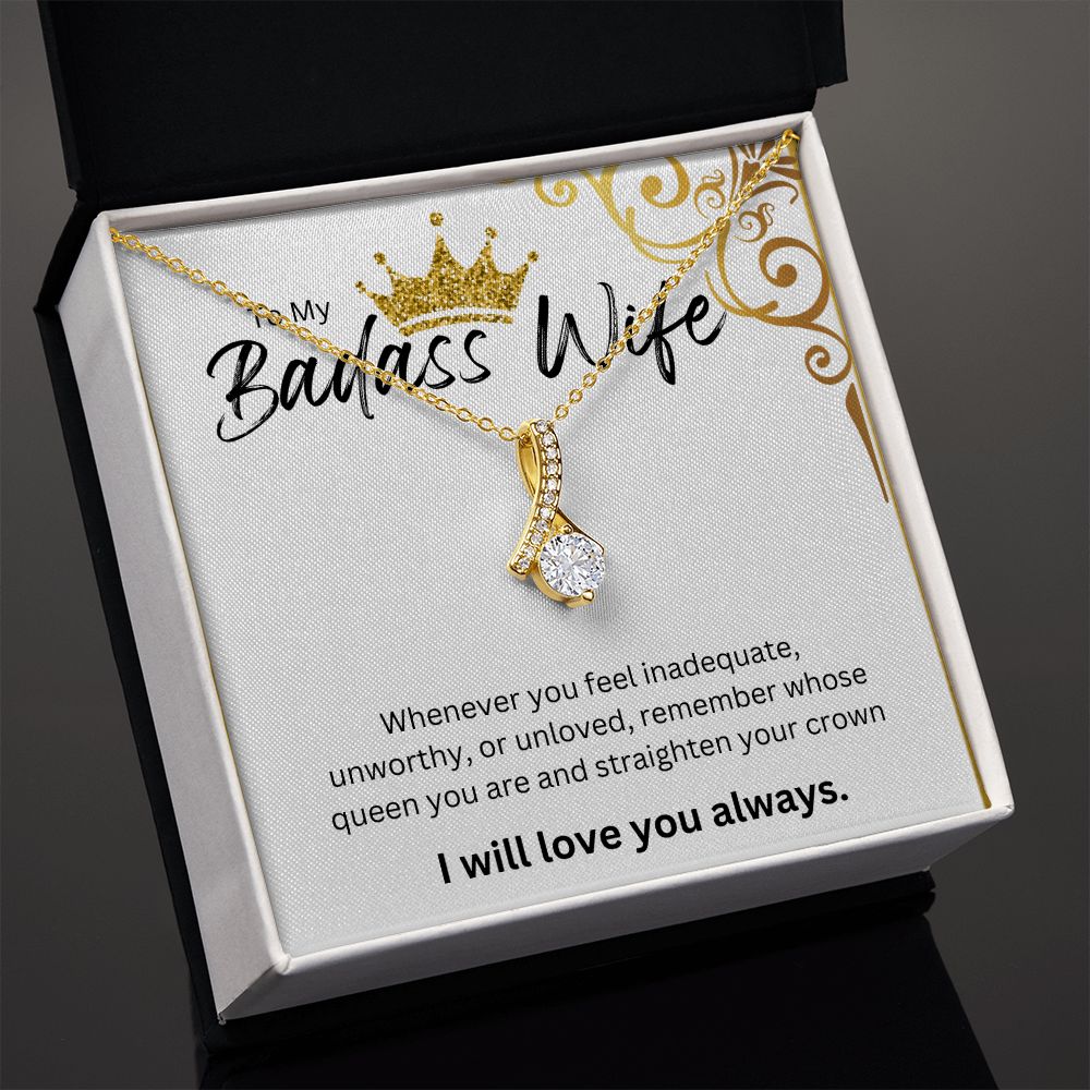 TO MY BADASS WIFE ALLURING BEAUTY NECKLACE.