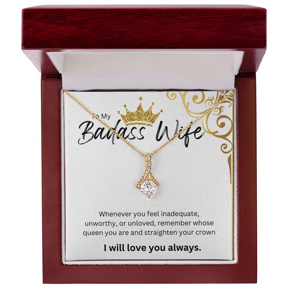 TO MY BADASS WIFE ALLURING BEAUTY NECKLACE.