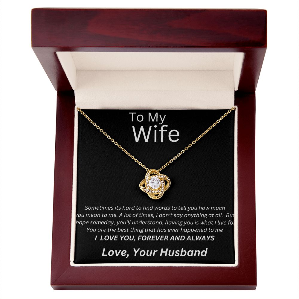 TO MY WIFE LOVE KNOT NECKLACE. LOVE YOUR HUSBAND