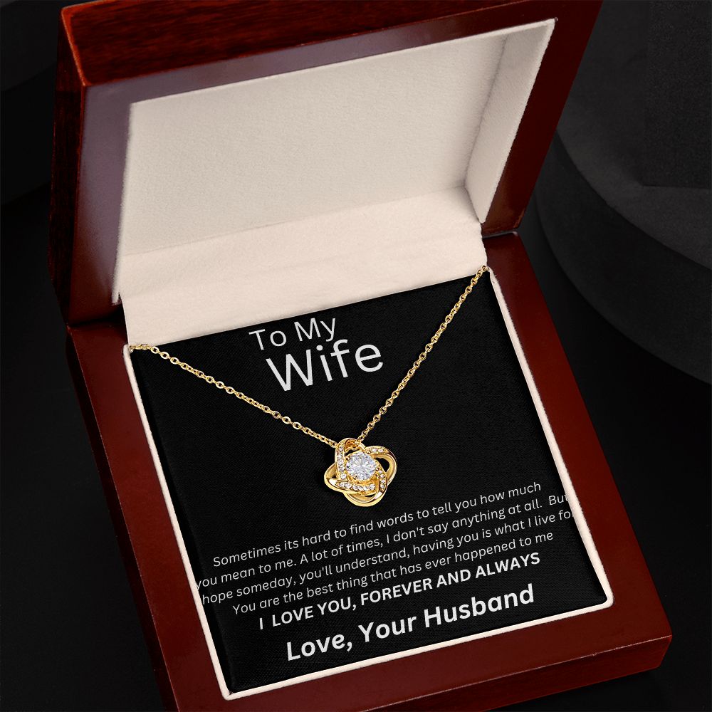 TO MY WIFE LOVE KNOT NECKLACE. LOVE YOUR HUSBAND