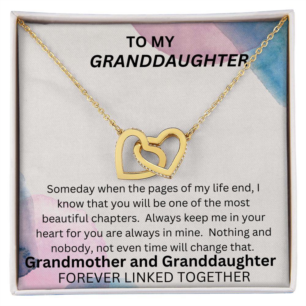 TO MY GRANDDAUGHTER INTERLOCKING HEART NECKLACE.