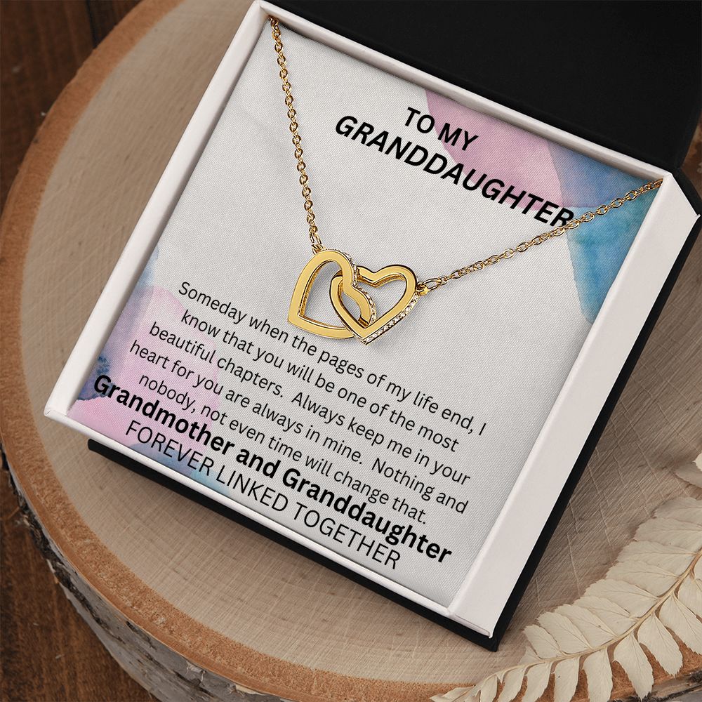 TO MY GRANDDAUGHTER INTERLOCKING HEART NECKLACE.