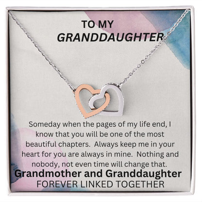 TO MY GRANDDAUGHTER INTERLOCKING HEART NECKLACE.