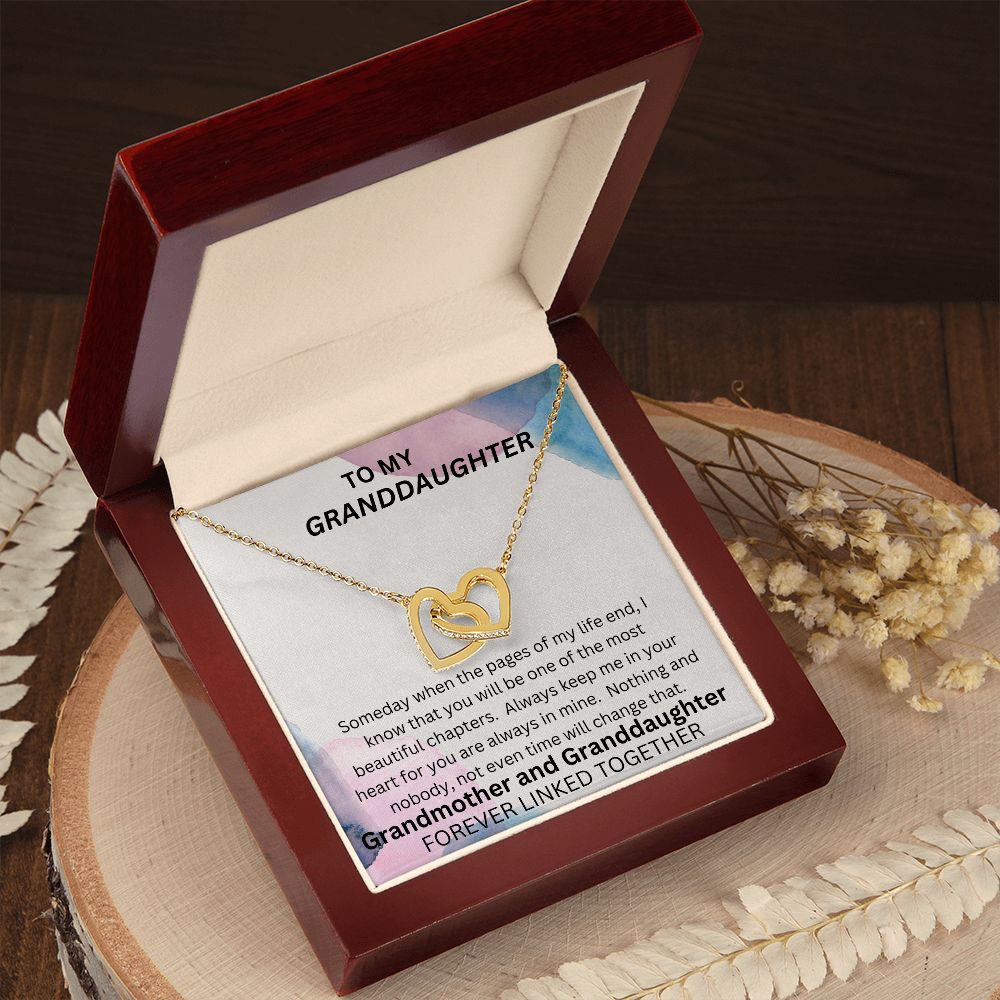 TO MY GRANDDAUGHTER INTERLOCKING HEART NECKLACE.