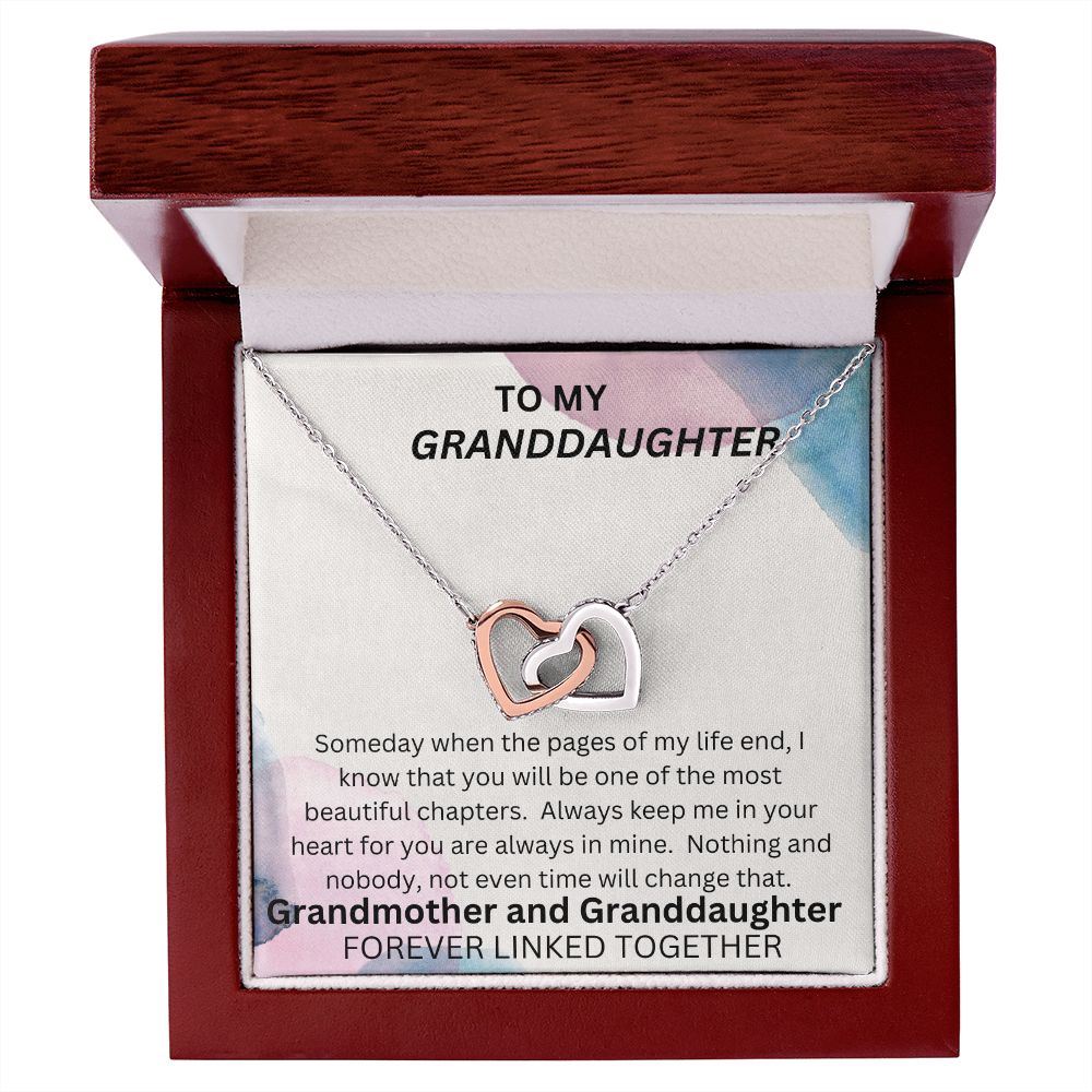 TO MY GRANDDAUGHTER INTERLOCKING HEART NECKLACE.