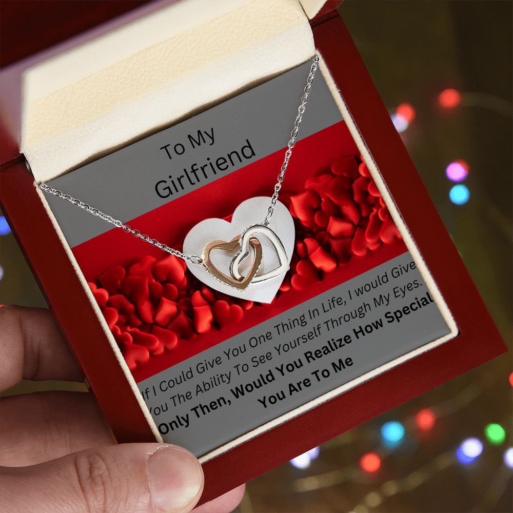 TO MY GIRLFRIEND. INTERTWINED HEARTS NECKLACE.