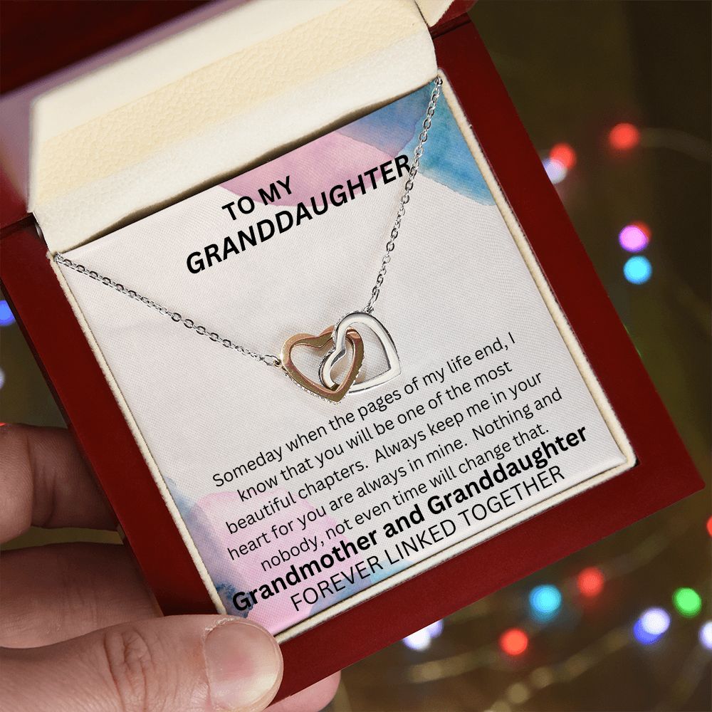 TO MY GRANDDAUGHTER INTERLOCKING HEART NECKLACE.